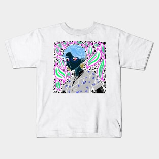 dark elf in kawaii floral magical pattern Kids T-Shirt